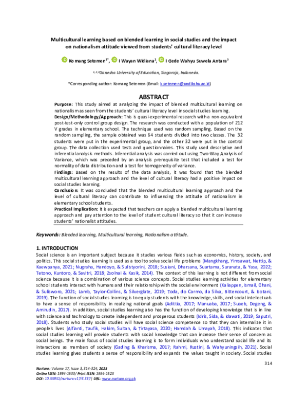 (PDF) Multicultural learning based on blended learning in social ...