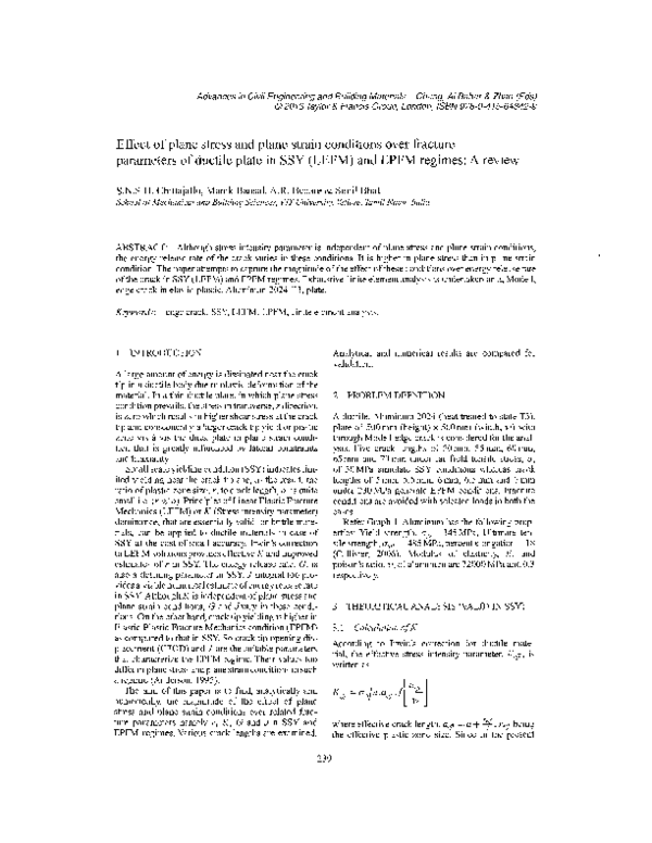 (PDF) Effect of plane stress and plane strain conditions over fracture ...
