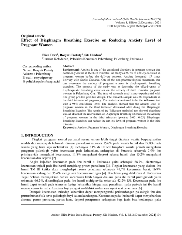 (PDF) Effect of Diaphragm Breathing Exercise on Reducing Anxiety Level ...