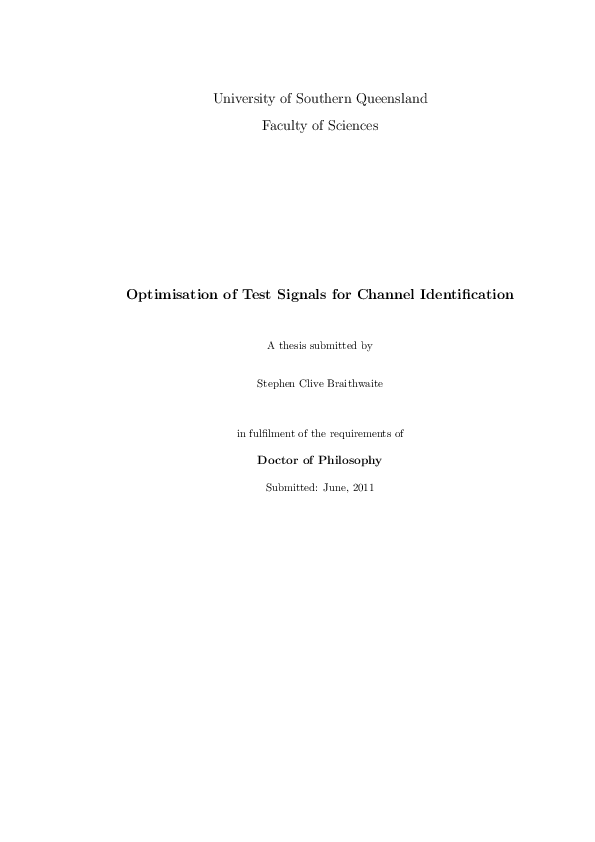 (PDF) Optimisation of test signals for channel identification