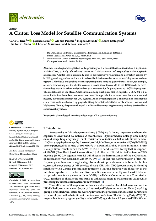 (PDF) A Clutter Loss Model for Satellite Communication Systems