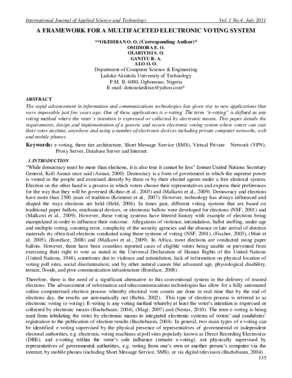 (PDF) A FRAMEWORK FOR A MULTIFACETED ELECTRONIC VOTING SYSTEM ...