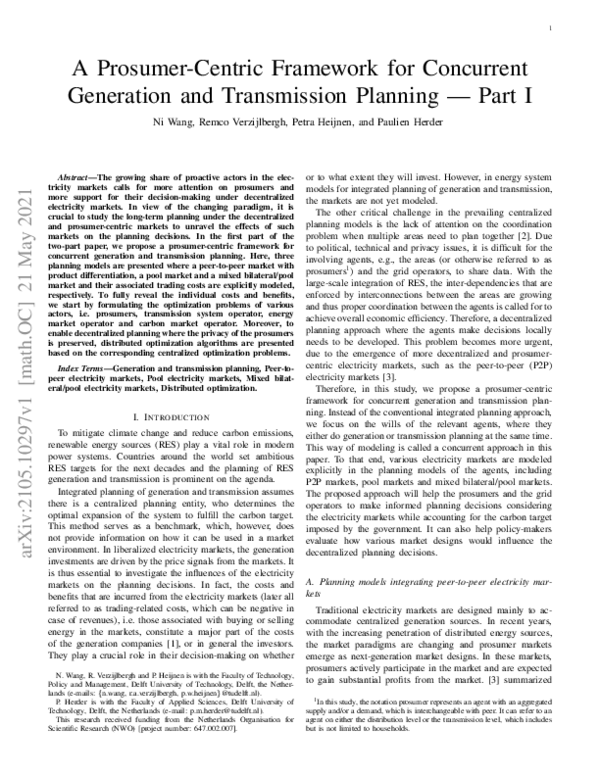 (PDF) A Prosumer-Centric Framework for Concurrent Generation and ...