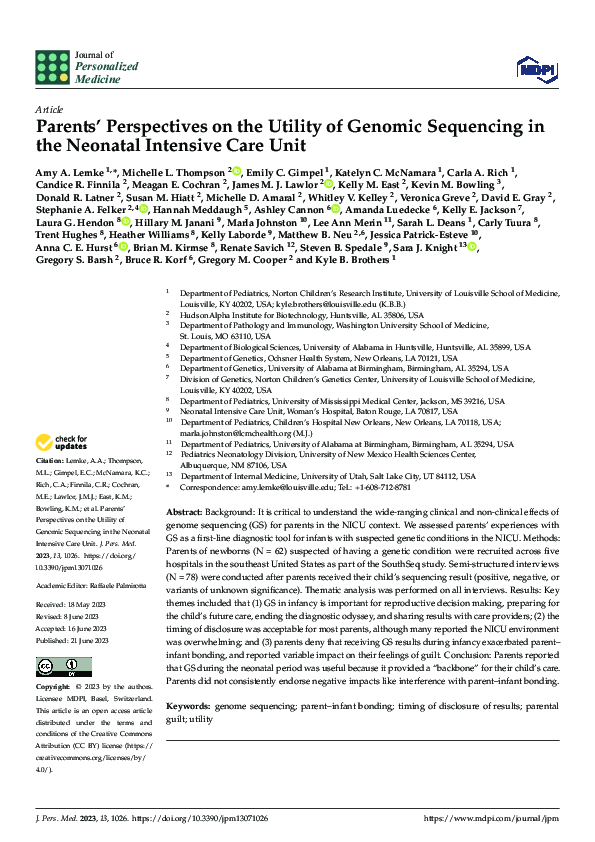 (PDF) Parents’ Perspectives on the Utility of Genomic Sequencing in the ...