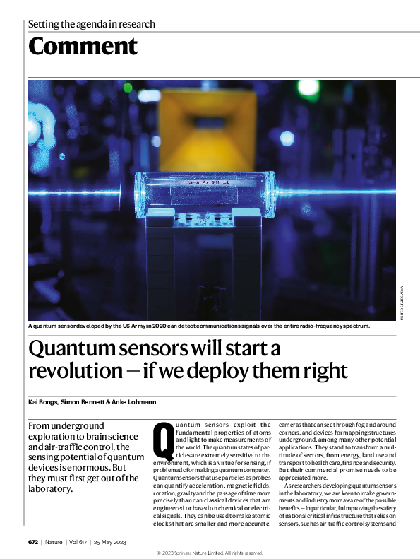 (PDF) Quantum sensors will start a revolution — if we deploy them right