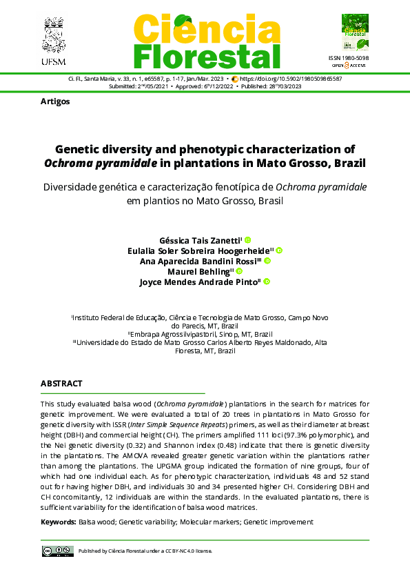 (PDF) Genetic diversity and phenotypic characterization of Ochroma ...