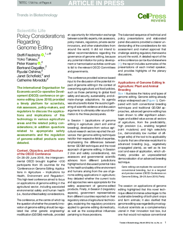 (PDF) Policy Considerations Regarding Genome Editing