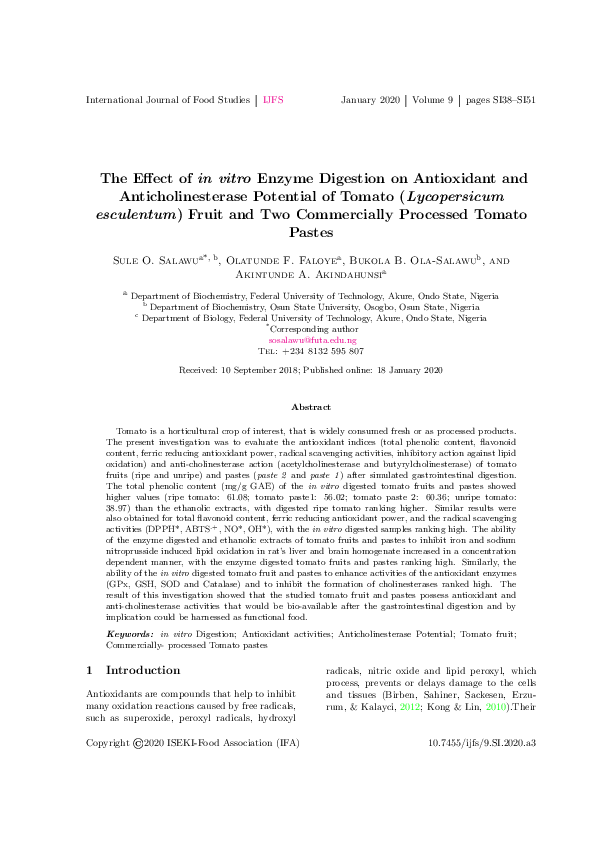 (PDF) The effect of in vitro enzyme digestion on antioxidant and ...