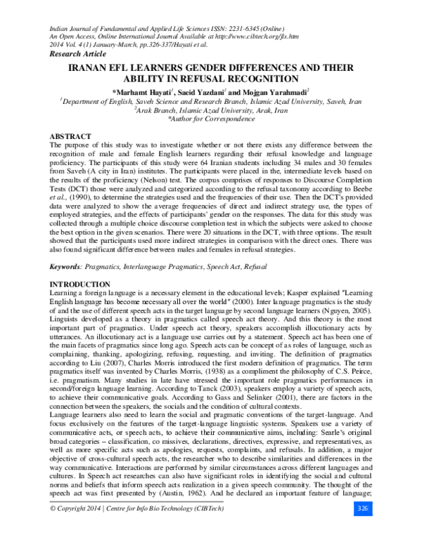 (PDF) Iranan Efl Learners Gender Differences and Their Ability in ...