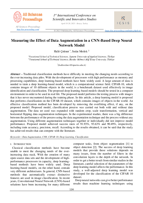 (PDF) Measuring the Effect of Data Augmentation in a CNN-Based Deep ...
