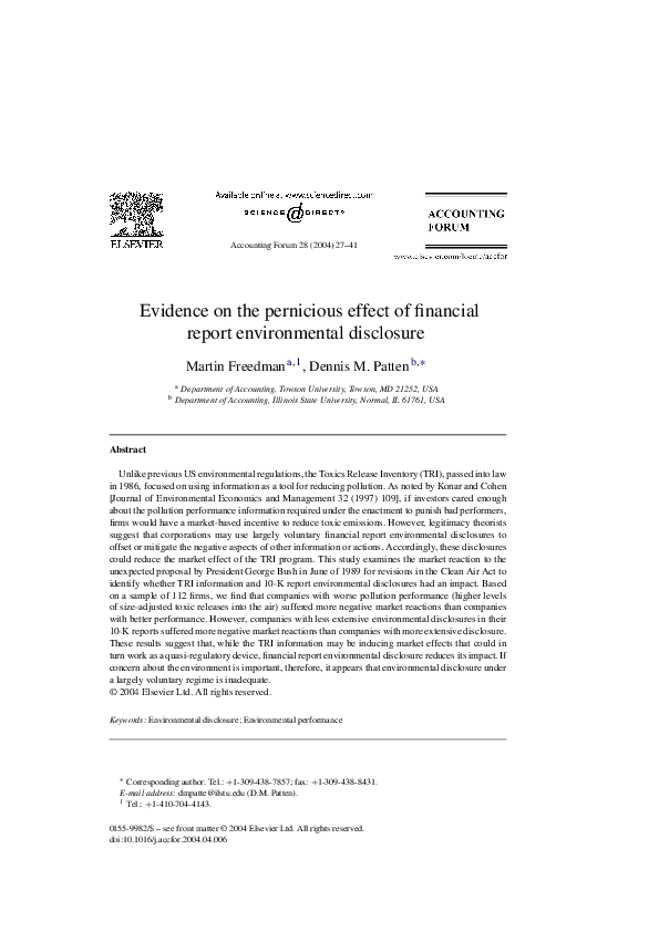 (PDF) Evidence on the pernicious effect of financial report ...