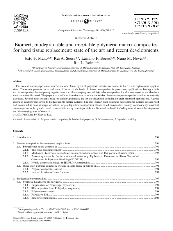 (PDF) Bioinert, biodegradable and injectable polymeric matrix ...