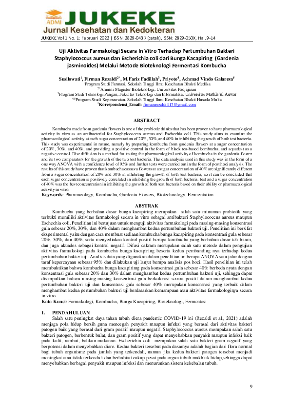 (PDF) Uji Aktivitas Farmakologi Secara In Vitro Terhadap Pertumbuhan ...