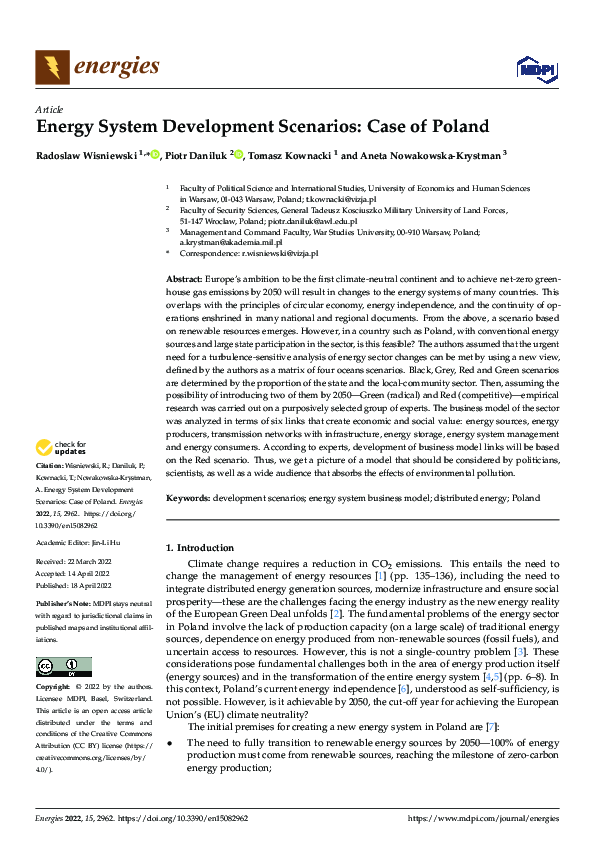 (PDF) Energy System Development Scenarios: Case of Poland