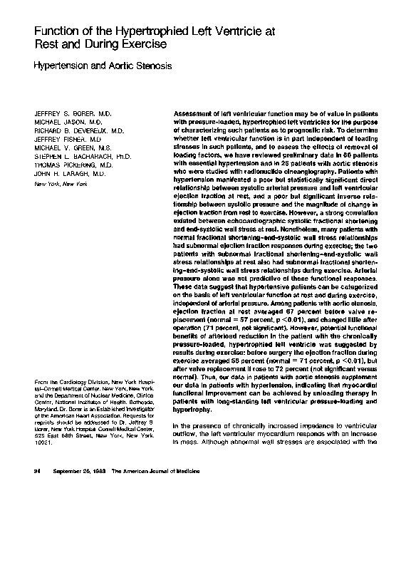 (PDF) Function of the hypertrophied left ventricle at rest and during ...