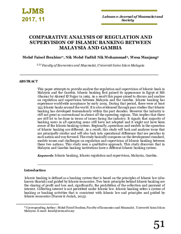 (PDF) Comparative Analysis of Regulation and Supervision of Islamic ...
