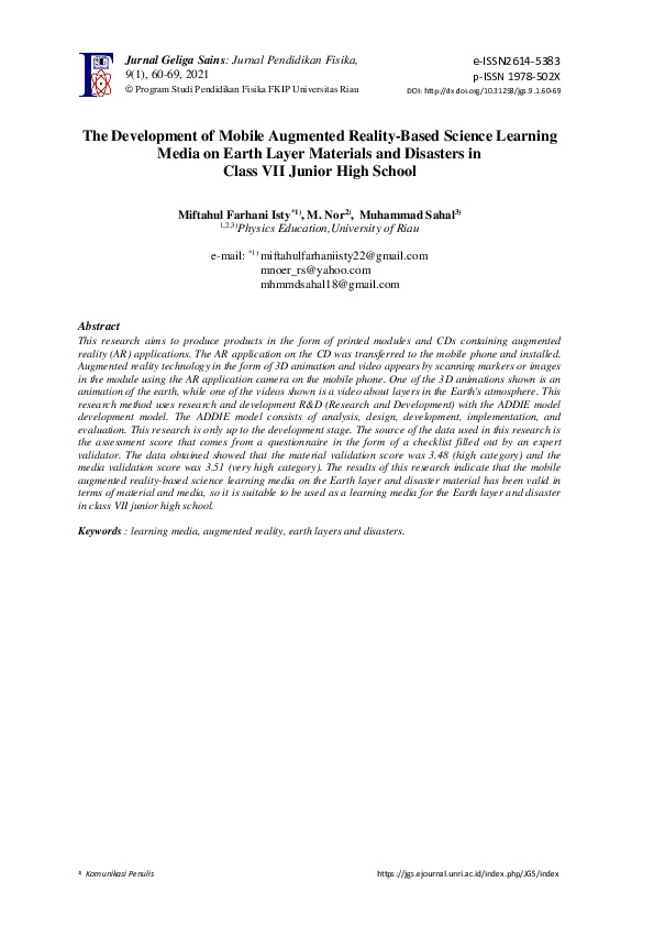 (PDF) The Development of Mobile Augmented Reality-Based Science ...