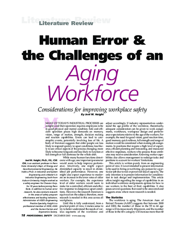 (PDF) Human Error & the Challenges of an Aging Workforce Considerations ...