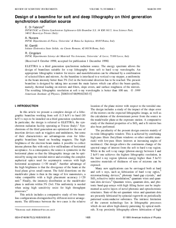 (PDF) Design of a beamline for soft and deep lithography on third ...