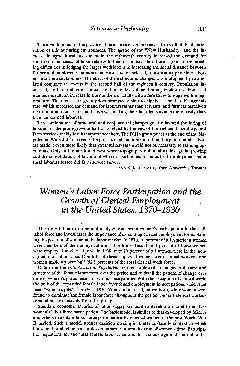 (PDF) Women's Labor Force Participation and the Growth of Clerical ...