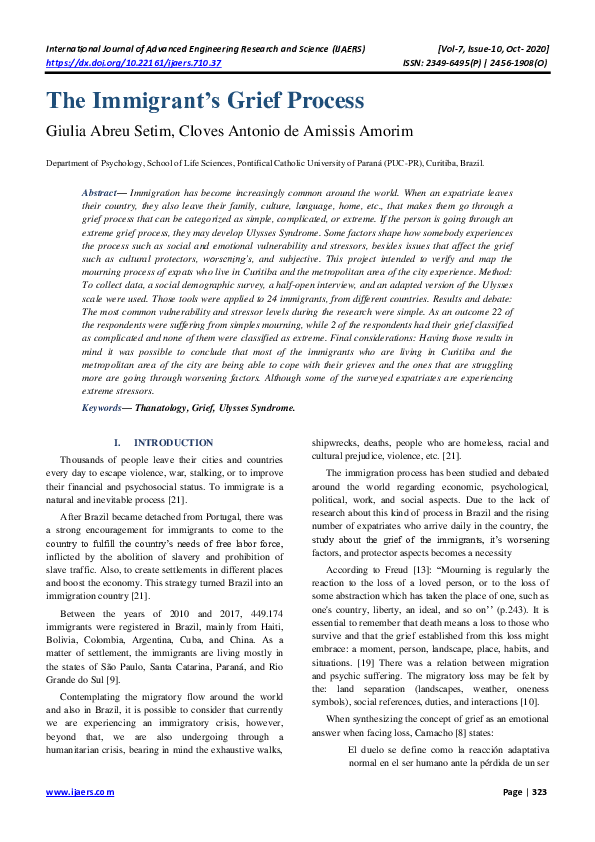 (PDF) The Immigrant’s Grief Process