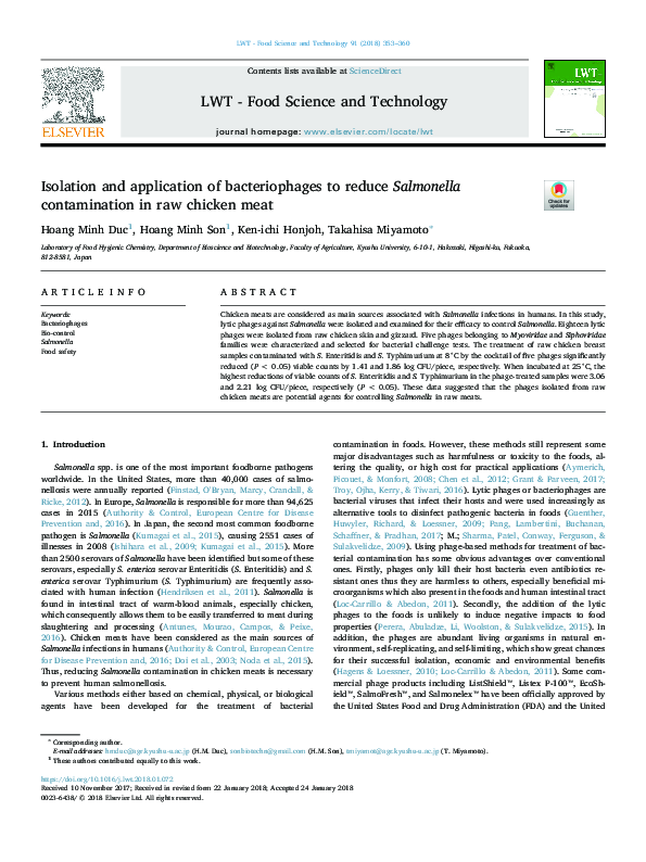 (PDF) Isolation and application of bacteriophages to reduce Salmonella ...