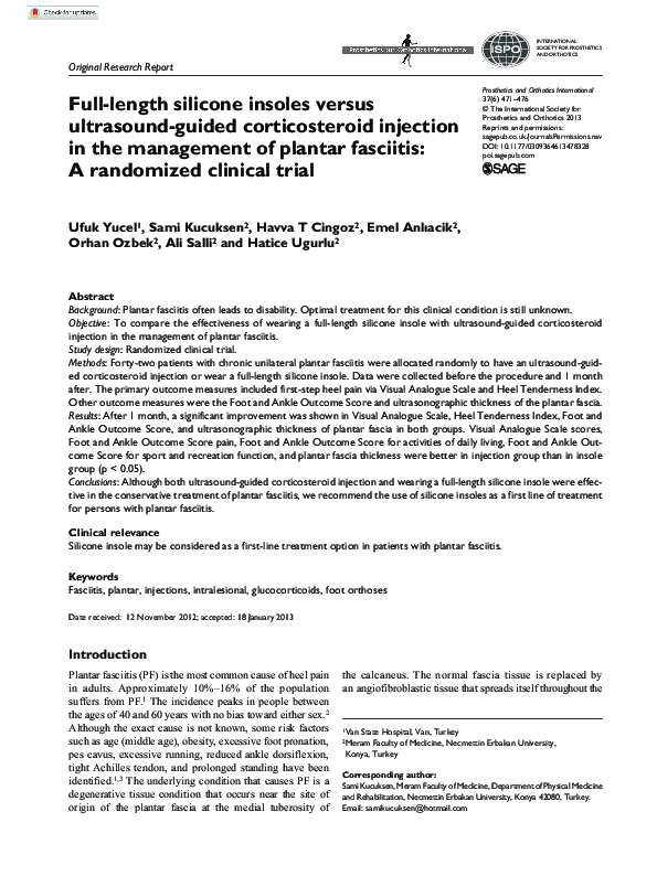 (PDF) Full-length silicone insoles versus ultrasound-guided ...