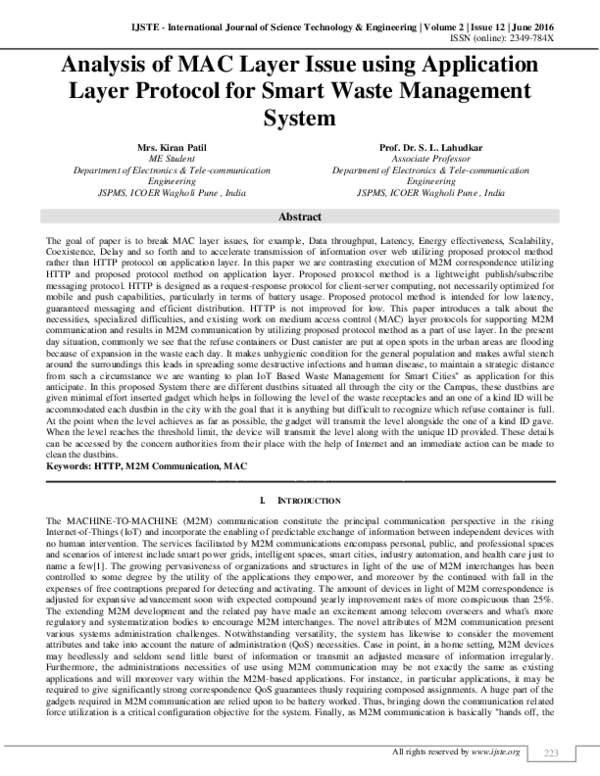 (PDF) Analysis of MAC Layer Issue using Application Layer Protocol for ...