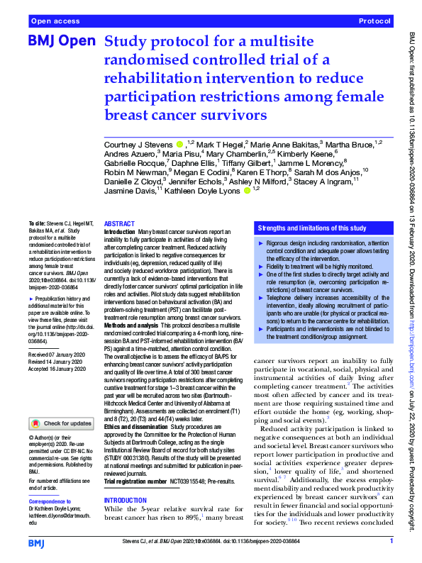 (PDF) Study protocol for a multisite randomised controlled trial of a ...