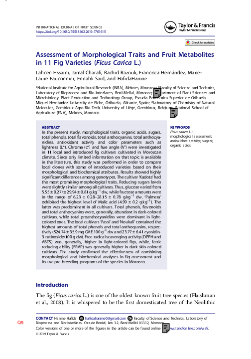 (PDF) Assessment of Morphological Traits and Fruit Metabolites in ...