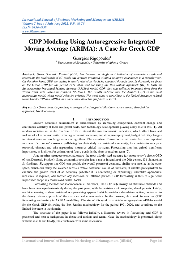 (PDF) GDP Modeling Using Autoregressive Integrated Moving Average ...
