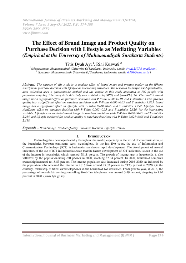 (PDF) The Effect of Brand Image and Product Quality on Purchase ...