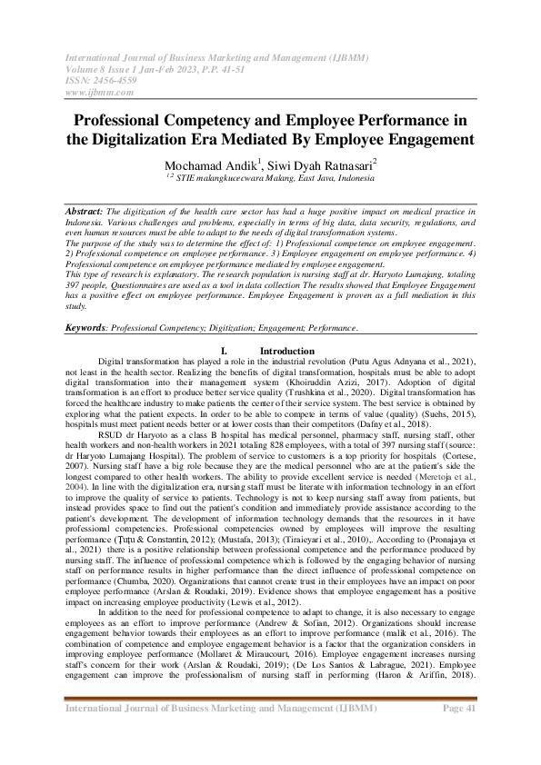 (PDF) Professional Competency and Employee Performance in the ...
