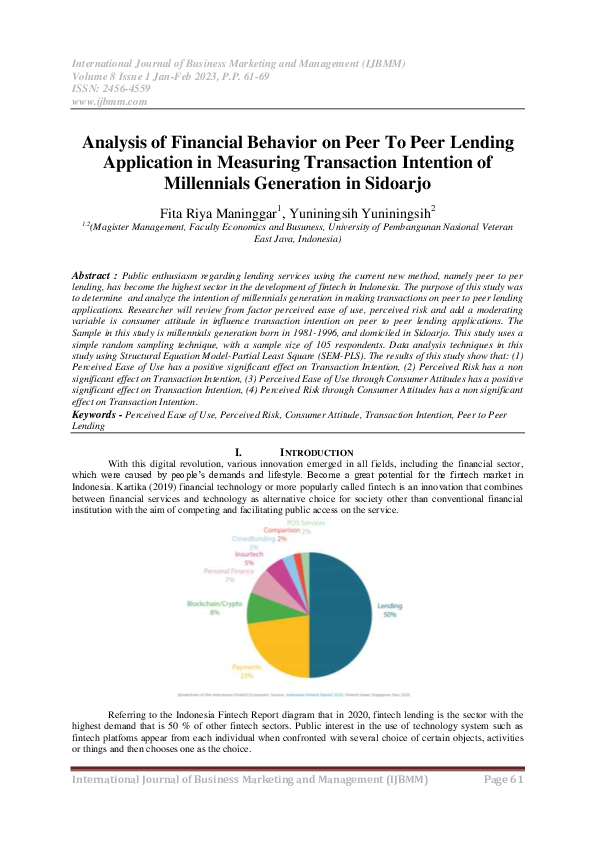PDF) Analysis of Financial Behavior on Peer To Peer Lending 