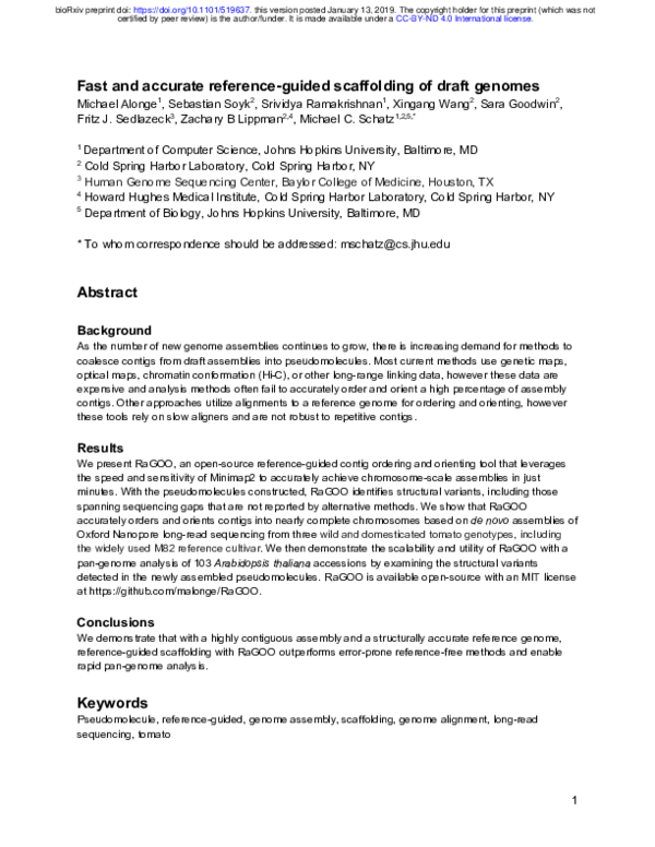 (PDF) Fast and accurate reference-guided scaffolding of draft genomes