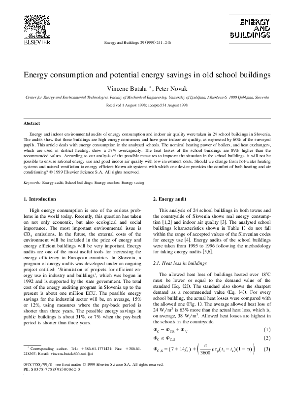 (PDF) Energy consumption and potential energy savings in old school ...