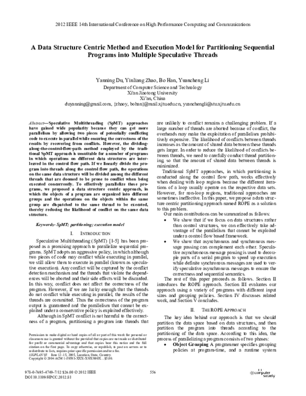(PDF) A Data Structure Centric Method and Execution Model for ...