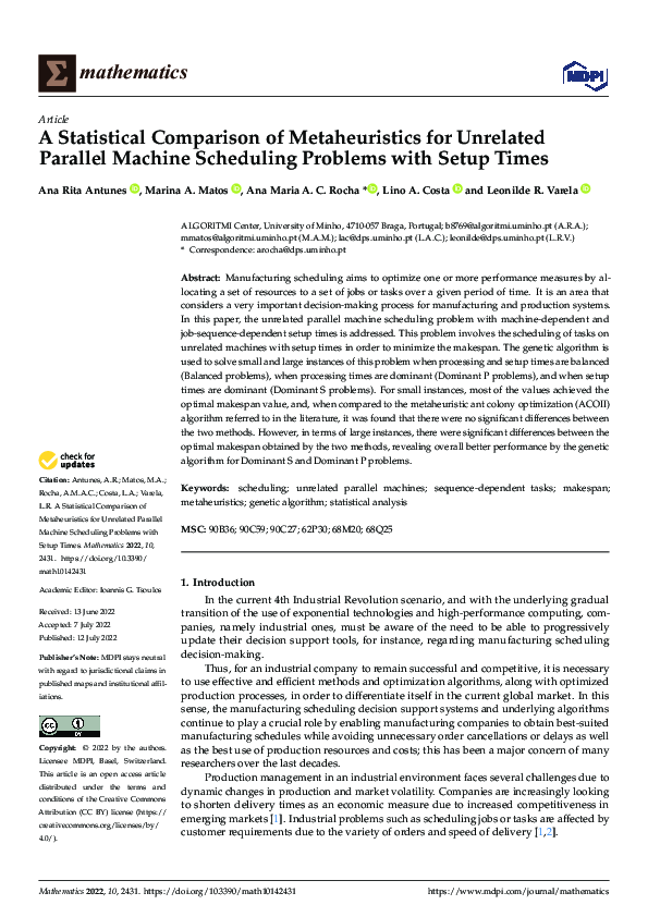 (PDF) A Statistical Comparison of Metaheuristics for Unrelated Parallel ...