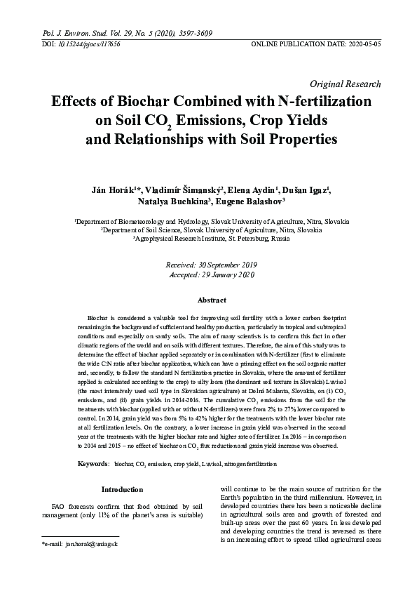 (PDF) Effects of Biochar Combined with N-fertilization on Soil CO2 ...