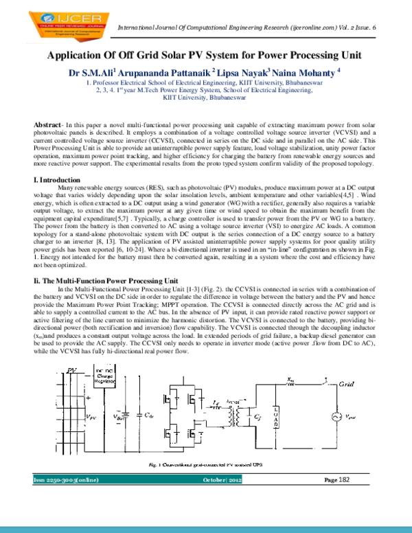 (PDF) Application Of Off Grid Solar PV System for Power Processing Unit