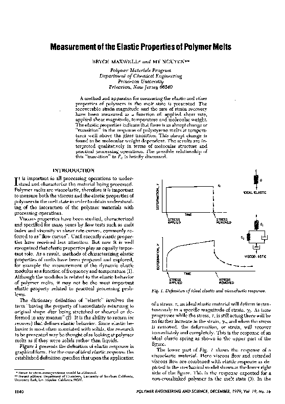 (PDF) Measurement of the elastic properties of polymer melts