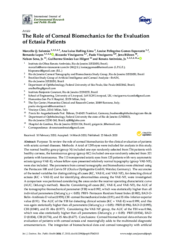 (PDF) The Role of Corneal Biomechanics for the Evaluation of Ectasia ...