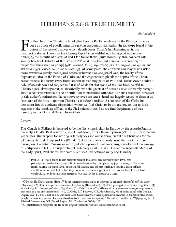 (PDF) Philippians 2:6-8: True Humility