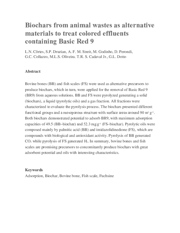(PDF) Biochars from Bovine Bones and Fish Scales for BR9 Removal