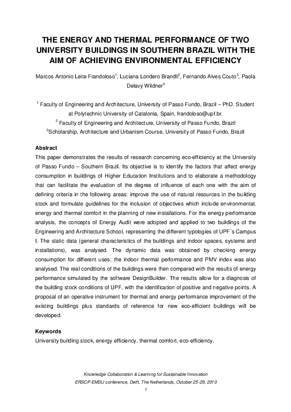 (PDF) The energy and thermal performance of two university buildings in ...