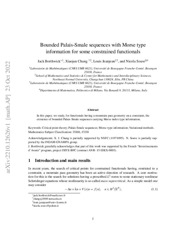 (PDF) Bounded Palais-Smale sequences with Morse type information for ...