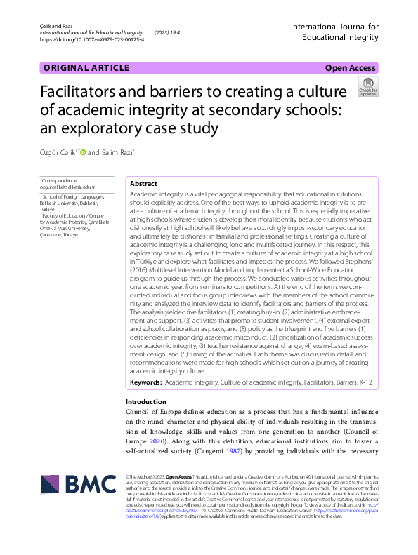 (PDF) Facilitators and barriers to creating a culture of academic ...