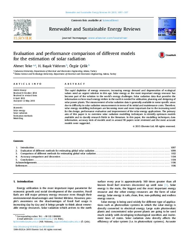 (PDF) Evaluation and performance comparison of different models for the ...