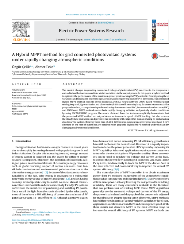 (PDF) A Hybrid MPPT method for grid connected photovoltaic systems ...