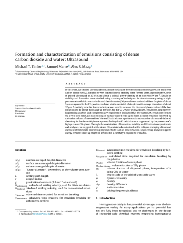 (PDF) Formation and characterization of emulsions consisting of dense ...